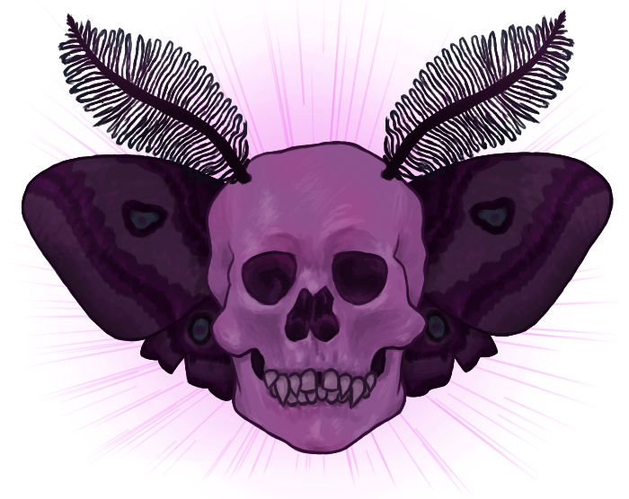 My logo, a purple skull with moth wings and antenna.