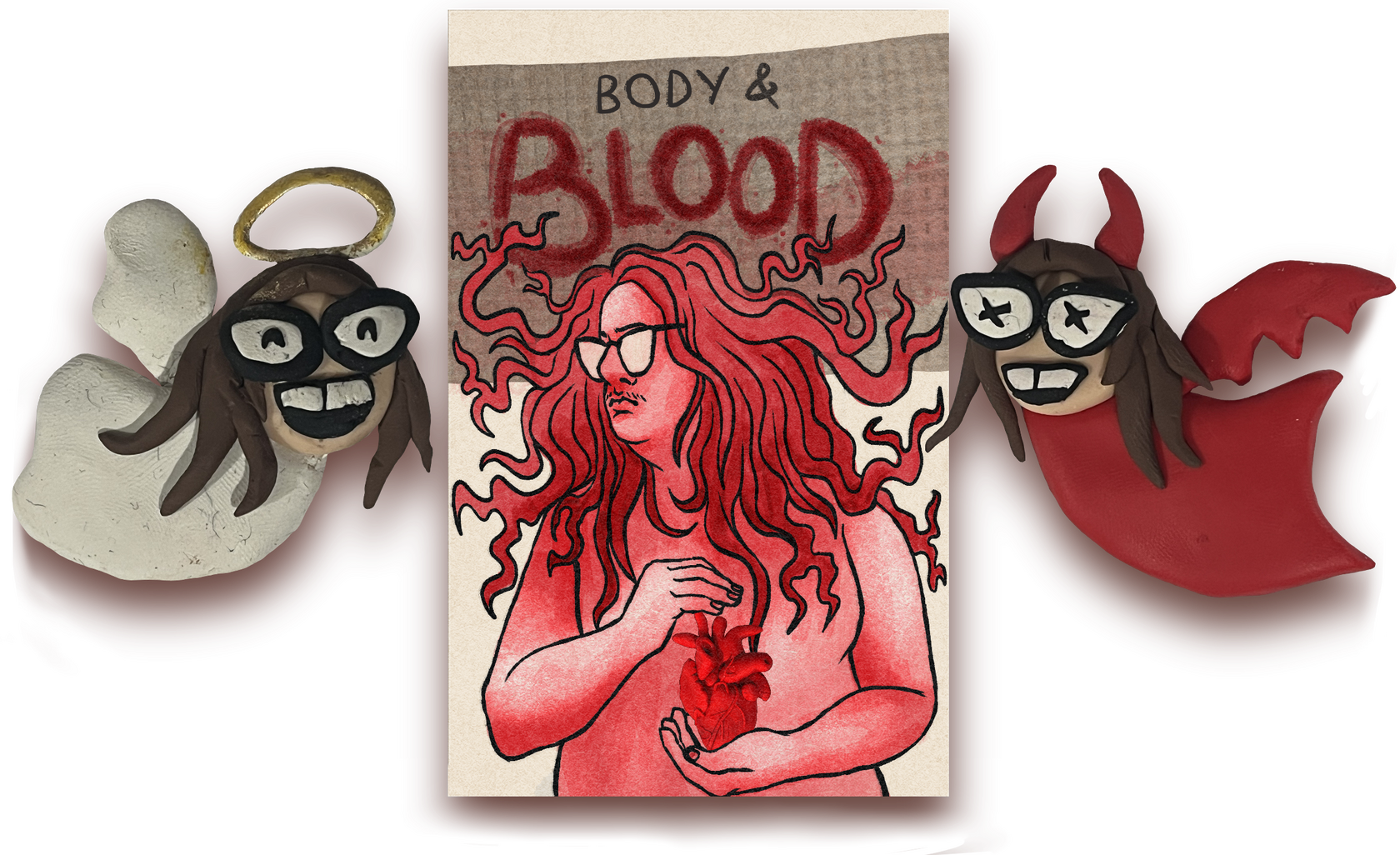 A self portrait of myself sitting cross legged on the ground and making a peace sign with my left hand.